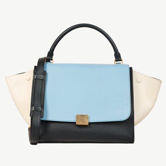 Celine Trapeze Smooth Calfskin Tri-Colour Blue Leather Bag - Picture 1 of 15